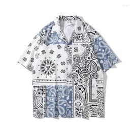 Men's T Shirts Summer Paisley Bandana Print Men Short Sleeve Caual Shirt High Street Oversized Hiphop Clothing Fashion Brand Clothes