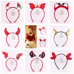 Headband Deer Antler Devil Horn Cartoon Hairbands Kids Adults Hair Party Dress Christmas Halloween navidad1257G