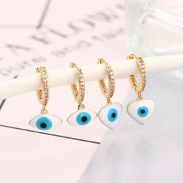 Hoop Earrings Lucky Turkish Eye Heart Round Drop For Women Vintage Trendy White Evil Circle Small Pendientes Jewelry