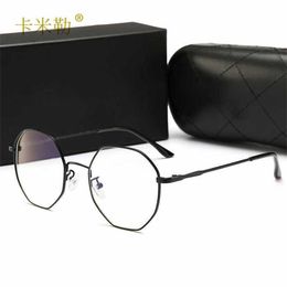 50% OFF Wholesale of New metal sunglasses flat lenses large frame fashionable trendy women's oval glasses decorative 0233