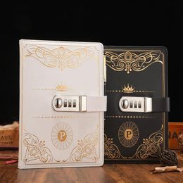 Notepads 1PC Vintage Style PU Cover Diary Notebook Journal Notepad With Code Lock Secret Book European Luxury2279