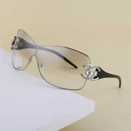 50% OFF Wholesale of sunglasses New Diamond Mounted Windproof Fashion Y2K Large Frame One Piece Sunglasses for Womens Glasses{category}W5MY