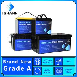 Brand New 12V 200AH 24V 100AH 50AH Lifepo4 Battery Pack Built-in BMS Rechargeable Batteri For RV Boats Home Energy Storage Cells
