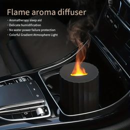 1pc New Vehicle Mounted Flame Aromatherapy Machine USB Colourful Atmosphere Light Household Automatic Fragrance Sprayer Flame Humidifier Water Free Automatic