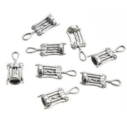 Wine Corkscrew Opener Charms 100pcs/lot Antique Silver Pendants Jewellery DIY Fit Necklace Bracelets Creative opener tools JL1719