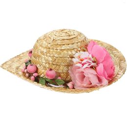 Dog Apparel 1pc Pet Straw Hat Sun Hats Daisy Puppy Accecories Hawaii Style (Pink Flower M)