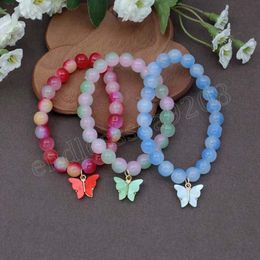 Women Colourful Glaze Beads Cute Butterfly Pendant Bracelet Girls Y2K Style Kids Princess Bracelet Jewellery Gifts