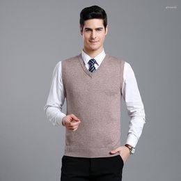 Men's Vests S!!! Men Casual Winter Solid Colour V Neck Sleeveless Knitted Woollen Plus Size Vest Suit