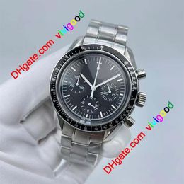 High Quality Master Quartz Chronograph Function Mens Watch Speed Moon Watches Stainless Steel Flod Clasp Mens Wristwatches273Z