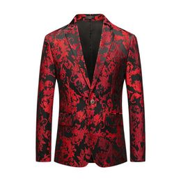 Men's Suits & Blazers Floral Party Dress Suit Luxury Embroidered Wedding Blazer Dinner Tuxedo Jacket257m