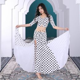Stage Wear Belly Dance Wave Point Long Skirt Costume Set For Women Practise Suit Sexy Oriental Performance Clothes Group Outfit