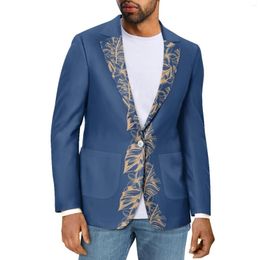 Men's Suits Polynesian Tribal Tongan Totem Tattoo Tonga Prints Business Elegant Fashion Casual Blazer Men Slim V-Neck Long Sleeve Suit Coat