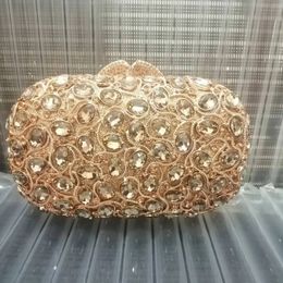 Evening Bags XIYUAN Gold Crystal Bridal Clutch Bag for Women Rhinestones Purse Purses China Handbag with chain 230728