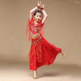 Stage Wear Belly Dance Oriental Costume Children Bellydance Set Kids Girl Bollywood India Practice Performance Clothes 6pcs/Set