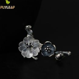 Pins Brooches Flyleaf Brand 925 Sterling Silver Crystal Plum Flower For Women Vintage Style Lady Elegant Jewellery 230729