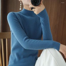 Women's Sweaters #7494 Knitted And Pullovers Women Solid Color Tight Long Sleeve Korean Style Elastic Cotton Slim Knitwear