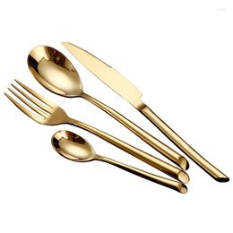 Dinnerware Sets 24Pcs Gold Cutlery Knife Fork Luxury Stainless Steel Flatware Set Service Six Western Metal Ek Tableware Home&Restaurant