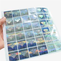 Customised Silver Holographic 3D Anti-Counterfeit Laser Label Sticker with Serial Numbers One Time Used Hologram Security Void Bro267S