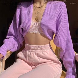 Women's Knits Fashion Sweater Women Casual Knit Sexy Cardigan Long Sleeve Loose Cropped Criss Cross Top Summer