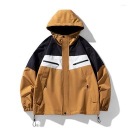 Men's Jackets Men Patchwork Varsity Hooded Casual Streetwear Harajuku Spliced Coats Hip Hop Oversized Windbreaker Unisex Clothes