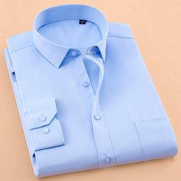 Men's Dress Shirts Men's Long Sleeve Standard-fit Solid Basic Dress Shirt Formal Business Work Classic Office Plaid Striped Smart Casual Shirts 230728