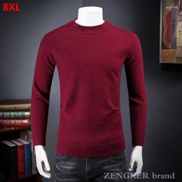 Men's Sweaters Extra-large Size Plus National Tide Loose Stretch Round Neck Sweater Men Pullovers 7XL 8XL 6XL 5XL 4XL