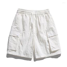 Men's Shorts HOUZHOU Cargo Ice Men Summer Beach Loose Casual Work Trousers Clothing White Black Blue Pants Breathable