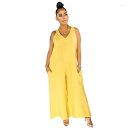 Ethnic Clothing African Jumpsuit Clothes Women Sleeveless Wide Leg Pants Playsuit Summer Solid Loose Casual Overalls Jumpsuits 2023