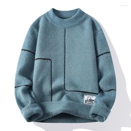 Men's Sweaters 2023 Men Sweater Autumn Winter Soft Warm Jersey Jumper Hombre Pull Homme Pullover Male Mink Velvet Mock Neck Knitted