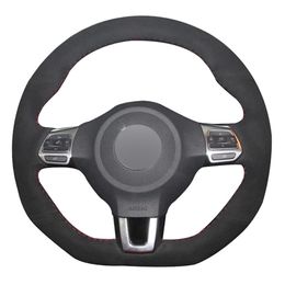 Black Suede DIY Car Steering Wheel Cover for Volkswagen Golf 6 GTI MK6 VW Polo GTI Scirocco R Passat CC R-Line 2009-2016307d