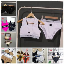 Luxury Letters Bikinis Women Swimwear Sexy Split Padded Swimsuit High Rise Beach Bra Briefs White Black Woman Bathing Suit Lady Ch282d