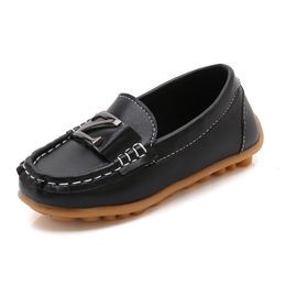 Flat shoes Baby Boys Leather Shoes Children Loafers Slipon Soft Leather Kids Flats Fashion Letter Design Candy For Toddlers Big Boys 230728