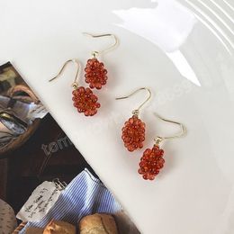 Fashion Cute Simulated Crystal Grape Fruit Dangle Earrings for Women Girls Simple Delicate Fruit Geometric Earrings Gifts