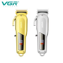 Hair Trimmer VGR Hair Trimmer Electric Hair Clipper Haircut Machine LED Display Mini Gold Cordless Household Trimmer for Men V-278 230728