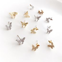 Stud Earrings 2023 Fashion Cute Rhinestone Gold Color Butterfly For Women Jewelry Earring Gifts