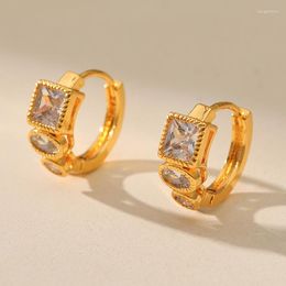 Hoop Earrings Vintage Inlaid White Zircon Personalised Small Women Day Wear 18k Gold Colour Ear Ring Nice Gifts For Mom