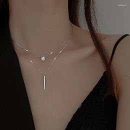 Chains Square Flash Round Double Necklace Women Clavicle Chain Fine Jewellery Party Wedding Accessories Choker For Gfits