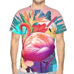 Men's T Shirts TShirts Tropical Flamingo 3D Printed Oversized Retro Short-Sleeved Polyester Harajuku O-Neck Tops Streetwear