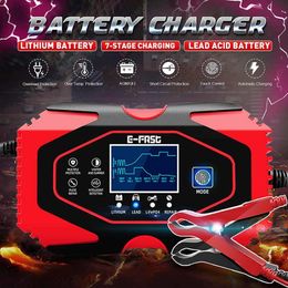 12V-24V 8A Full Automatic Car Battery Charger Power Pulse Repair Chargers Wet Dry Lead Acid Battery-chargers 7-STAGE Charging247R