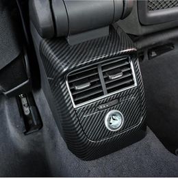 Car Rear Air Condition Outlet Frame Decoration 2pcs Carbon Fibre Type For Audi A3 8V 2014-18 ABS Anti-kick Cover Decals294m