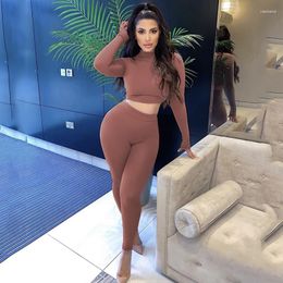 Women's Two Piece Pants Asia Garden Casual Tracksuit Women Set Crop Top And Sweat Suits Womens Bodycon Ensemble Femme 2