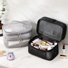 Cosmetic Bags Cases s Luxury Clear Makeup Bag Mesh Women Cosmetic Bag Organizer Transparent Travel Makeup Wash Bag Beauty Case Toiletry Kit 230728