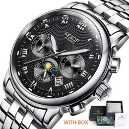 AESOP Men's Fashion Watches Automatic Mechanical Watch Blue Wrist Wristwatch Stainless Steel Male Clock Men Relogio Masculino291i