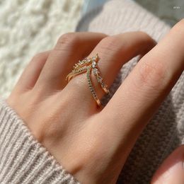 Cluster Rings S925 Silver Open Ring Adjustable Size V-Shaped Heart-Shaped Full Diamond High-End Fashion Female Index Finger