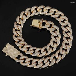 Chains 18mm Brass CZ Hip Hop Men Chunky Cuban Necklace Iced Out Chain Men's Jewellery