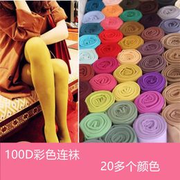 Women Socks Spring And Autumn Non-Transparent Flesh Color Stockings Candy Pantyhose With Feet Crotch 100D Stoc