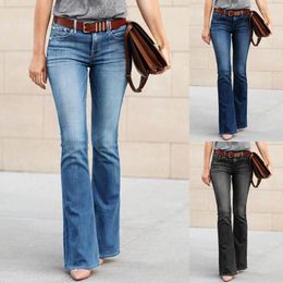 Women's Jeans 2023 Streetwear Fashion High Waist Push Up Elastic Flare Sexy Ladies Trousers Autumn Bell Bottoms Skinny Denim Jean Pants