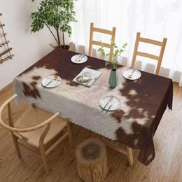 Table Cloth Rectangular Waterproof Brown Calf Cowhide Cover Animal Skin Fur Leather Texture Tablecloth For Dining