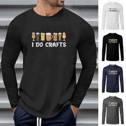 Men's T Shirts Long Sleeve Round Neck Shirt Breathable Top I DO CRAFTS Funny Prints For Man Pocket