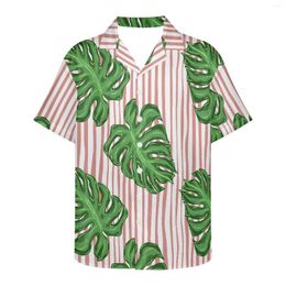 Men's Casual Shirts Tropical Plantain Leaf Pattern Summer Hawaiian Shirt For Men 5xl Oversized Short Sleeve Character Top Breathable Loose